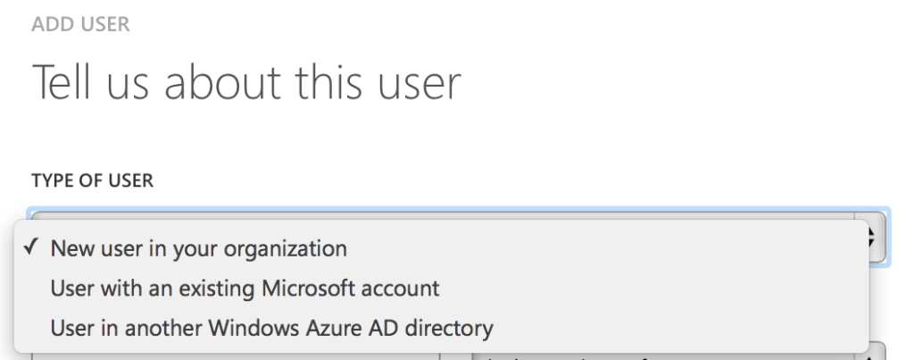 Management Portal → Azure AD → Tenant → Users → AddManagement Portal --> Azure AD --> Tenant --> Users --> Add